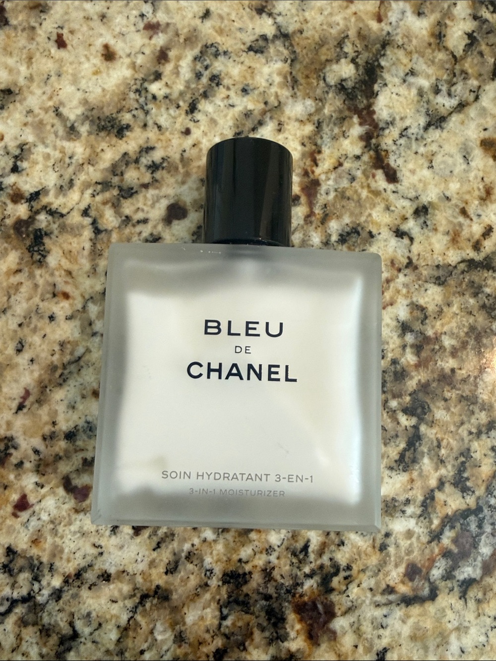 CHANEL Bleu de Chanel Frosted Glass Bottle with Black Cap
